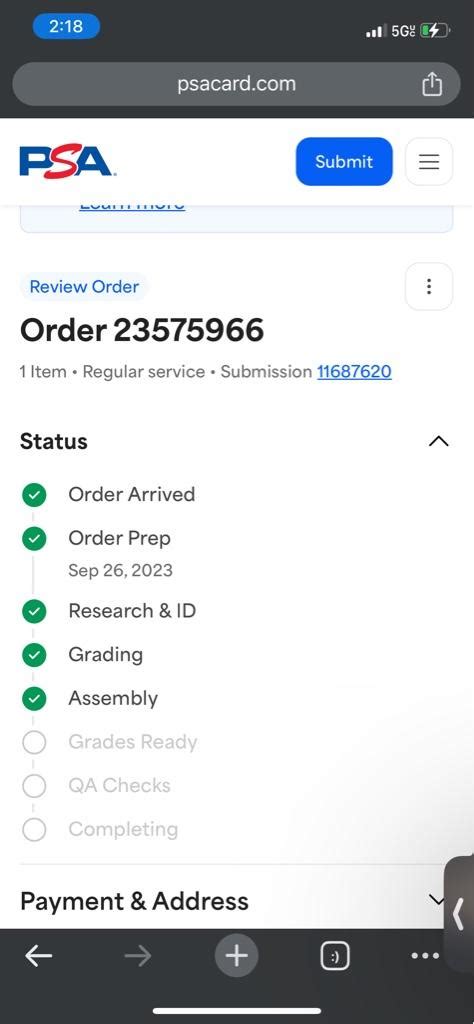 psa order tracker.